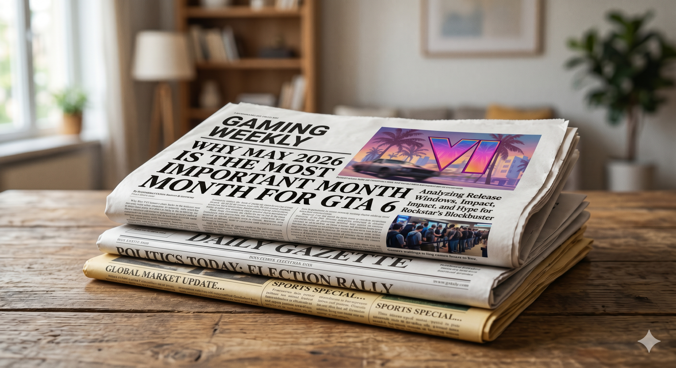 GTA 6 Hype - Gaming controller and neon lights representing the intense anticipation for GTA 6 May 2026 announcement.